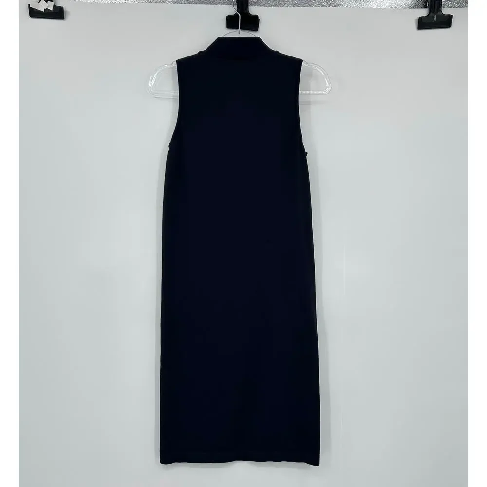 Yummie Black Sleeveless Mock Neck Bodycon Midi Dress Shaping Size L Slimming